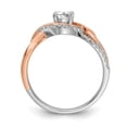 thumbnail image 2 of Solid 14k White and Rose Gold Diamond Side-Stones with CZ Cubic Zirconia Center Stone Engagement Ring Size 5.5, 2 of 7