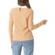 thumbnail image 3 of INSPIRAR CHIC Blusa de Manga Larga para Mujer con Cuello de Muñeca y Rayas en Contraste, Cierre Elástico en la Parte Posterior, Talla XS Amarillo Rosa, 3 of 6