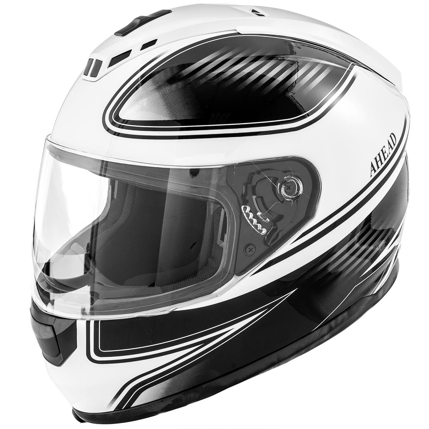 DOT Motorcycle Helmet Full Face KOI Gloss White w/ Clear Visor - Adult