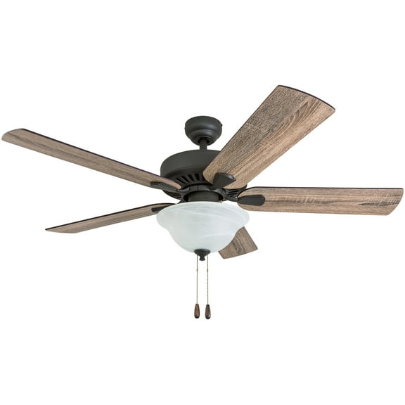 Prominence Home 50761-35 Canyon City Farmhouse 52-Inch Aged Bronze Indoor Ceiling Fan, LED Bowl Light with Barnwood/Tumbleweed Blades and 3 speed remote
