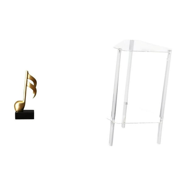 Figura de escritorio,Escultura de notas musicales para escritorio,oficina o decoración del hogar,Mesita de noche,Mesa auxiliar de acrílico transparente,mesa auxiliar transparente de 2