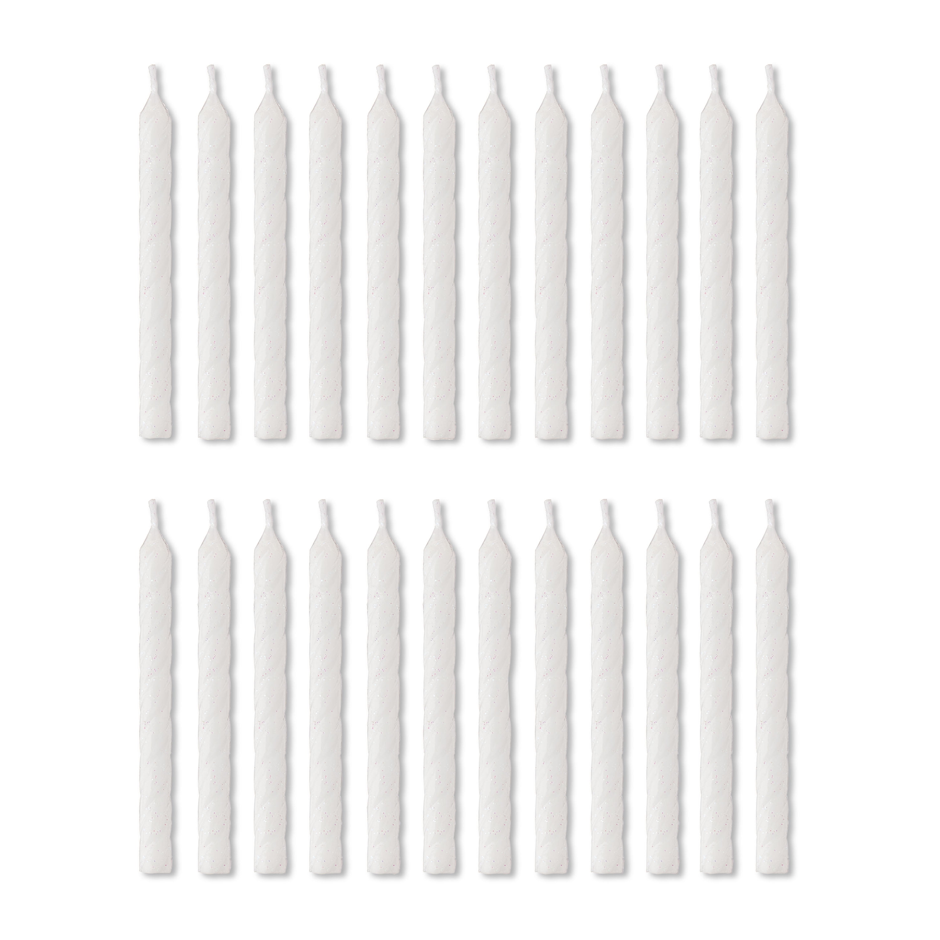 (6 pack) White Glitter Spiral Birthday Candles, 24 Count, by Way To Celebrate