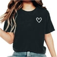 thumbnail image 1 of AherBiu Hauts d'Été pour Femmes Manches Courtes Haut Confortable T-Shirts Imprimé Cœur Col Rond T-Shirts Basiques Blouse, 1 of 5