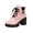 Pink, variant on EKVAHL Women's Lace‑Up Combat Boots, Faux Synthetic Platform Booties, Chunky Block Heel Ankle Boots for Outdoor Street Wear Pink