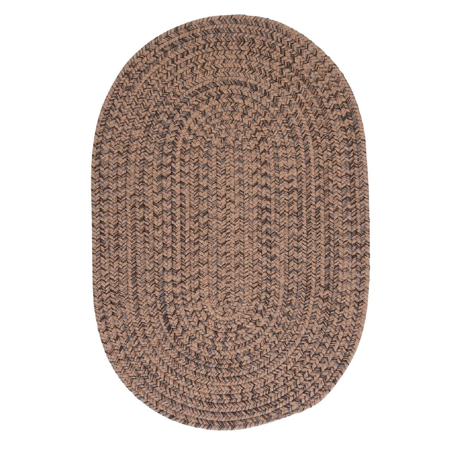 9' x 12' Brown Handmade Braided Oval Area Throw Rug