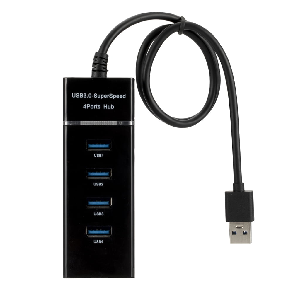 Black 4 Ports USB 2.0 Hub Data Transfe Splitter Adapter for PC Laptop by Uptell 