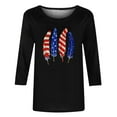 thumbnail image 4 of GERsome Womens American Flag T Shirts 4th of July Patriotic 3/4 Sleeve Shirts Veteran Crewneck Shirt Stars Stripes Tops S-3XL, 4 of 4