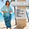 thumbnail image 7 of Xoenoiee Blue Peacock Pattern Kaftan Dresses for Women Plus Size V Neck Caftans Long Batwing Sleeve Beach Cover Up High-Slit Summer Mumu Dresses, 7 of 7