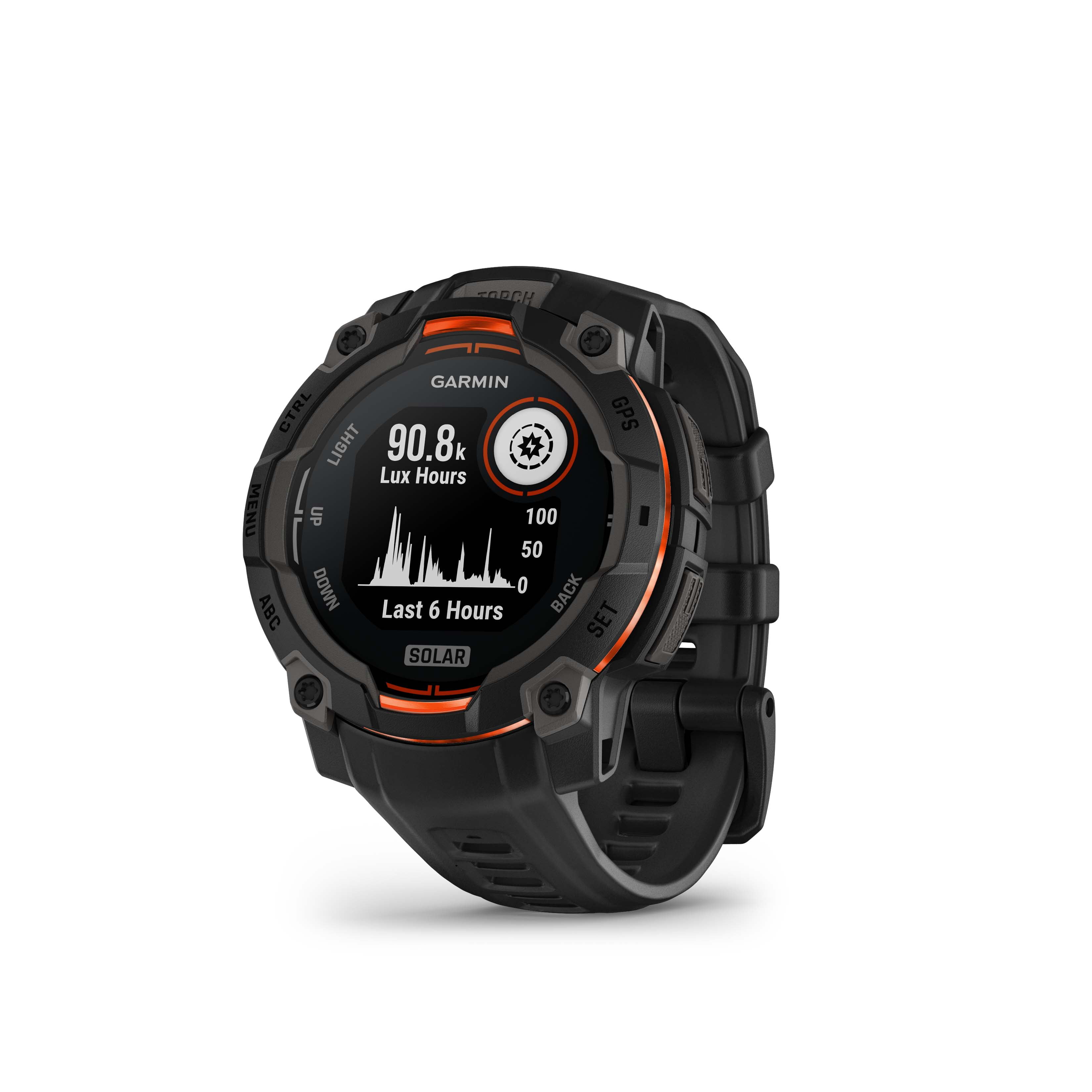 Restored Garmin Instinct 3 – 45 mm, Solar (Black with Black Band) (Refurbished)