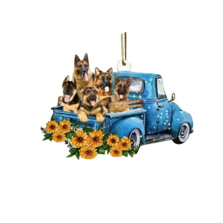 

Veki Car Mirror Decoration Pendant Truck Dog Sunflower Rearview Car Pendant Creative House Christmas Ornament Room