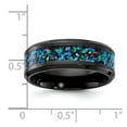 thumbnail image 2 of Black Zirconium Polished With Simulated Opal Inlay 8mm Band Size 10.5 Ring for Women and Men, 2 of 2