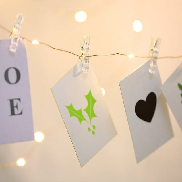 Electronicheart LED Photo Clip Soft Copper String Warm Home Wedding Party Anniversary Supplies With Clip 10m 1Set