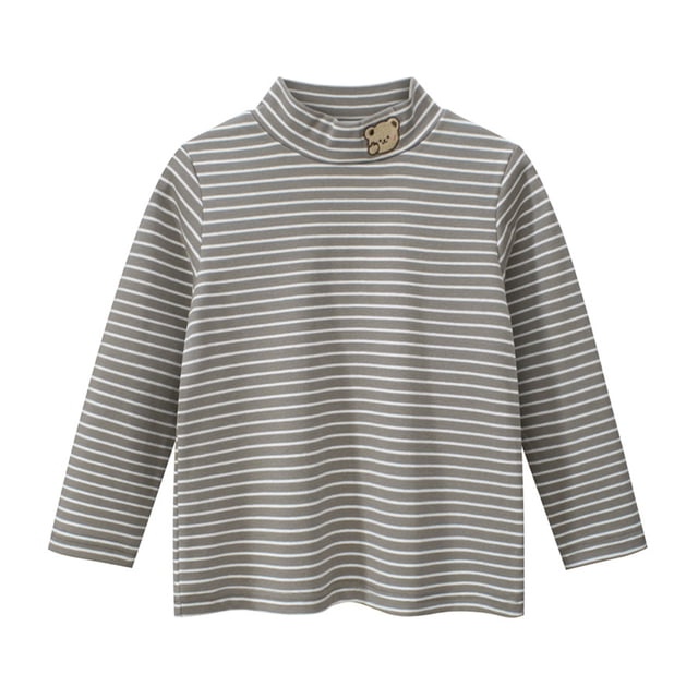 KYAIGUO T-Shirt Décontracté à Manches Longues pour Garçons Tout-Petits Enfants Printemps Automne Col Rond Rayures T-Shirt 1-9T