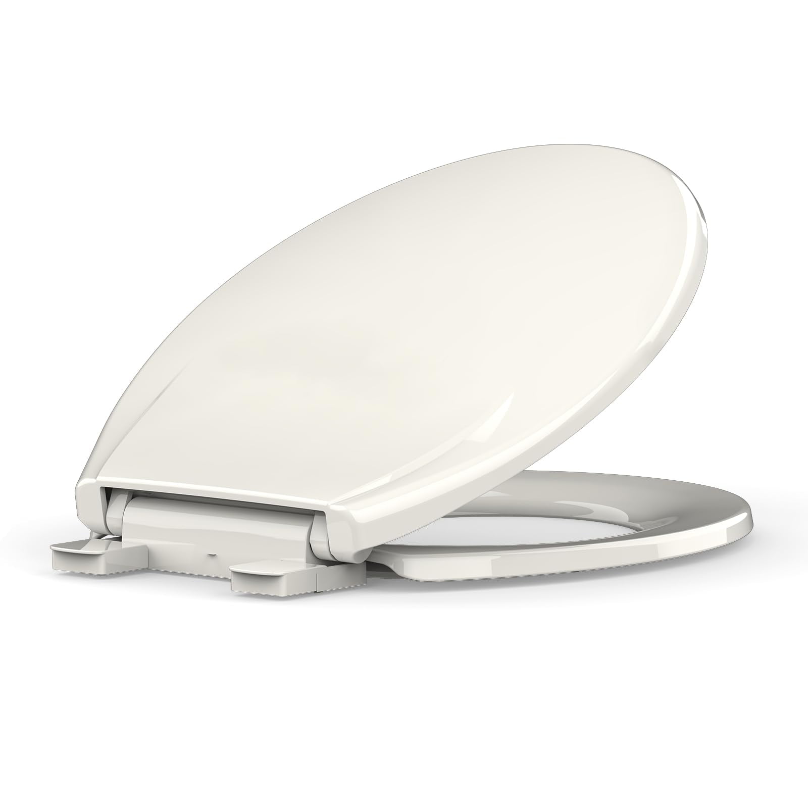 Round Toilet Seat, Quiet Close Cover and Seat, Easy to Clean and Stain-Resistant, Residential Standard Toilet Seat with Lid, Secure Plastic Hinges, Easy to Install, Biscuit