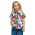 thumbnail image 6 of Summer Savings Clearance! Stamzod Summer Boys Shirts with Pocket Fashion Tropical Printing Short Sleeve Hawaiian Shirt Casual Loose Vacation Beach Boys Button Down Shirt White D 10 Years, 6 of 7