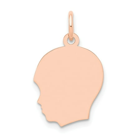 Engraveable Boy Charm - 14k Rose Gold Plain Medium .013 Gauge Facing Left Engraveable Boy Head Charm