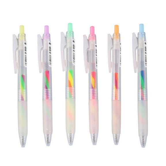 Mosey 6Pcs/Set Glitter Gel Pens Smooth Writing Vibrant Colors Rainbow Gradient Gel Pens for Coloring Scrapbooking
