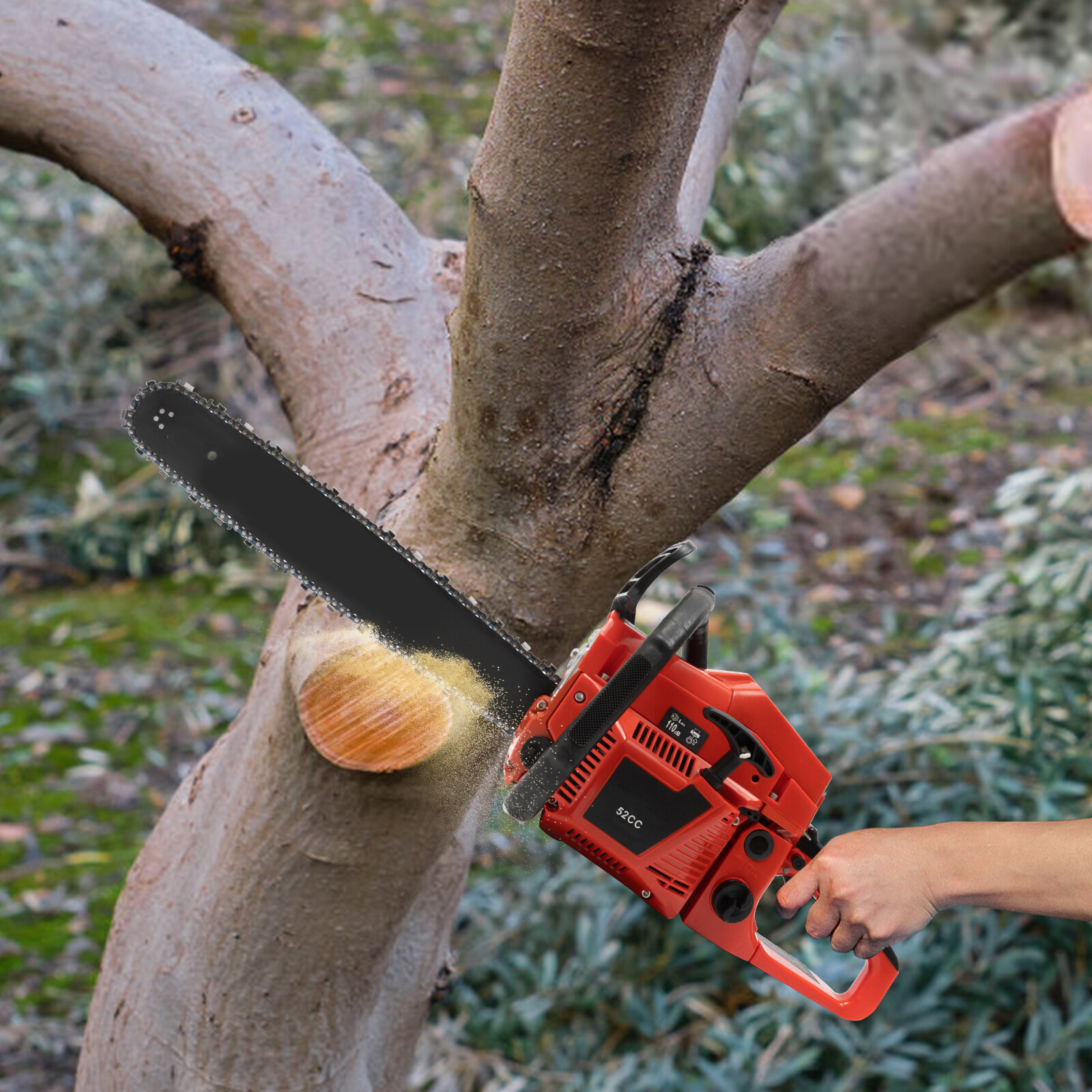 52CC 2-Stroke 20 In Chainsaw Gasoline Power Wood Cutting Limbing Chainsaw for Gardening, Home Woodworking