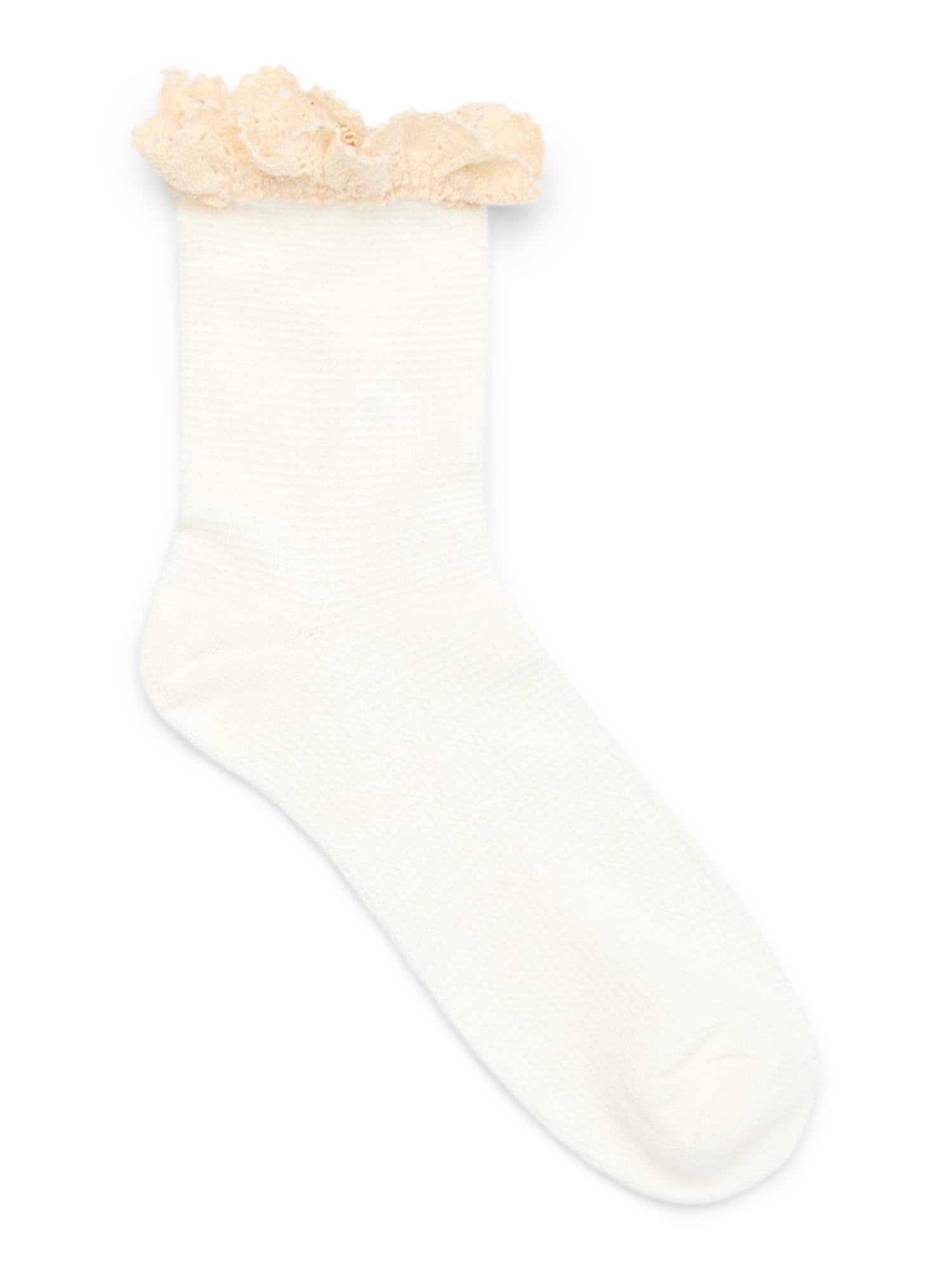 Joyspun Ruffle Socks Lettuce-Edge Dress Crew Socks for Women, Shoe Size 4-10, 4-Pack