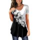 thumbnail image 2 of Gibobby Blusas De Mujer Camisetas informales de verano para mujer, camisetas de manga corta con estampado de botones tipo túnica（Blanco， S), 2 of 5