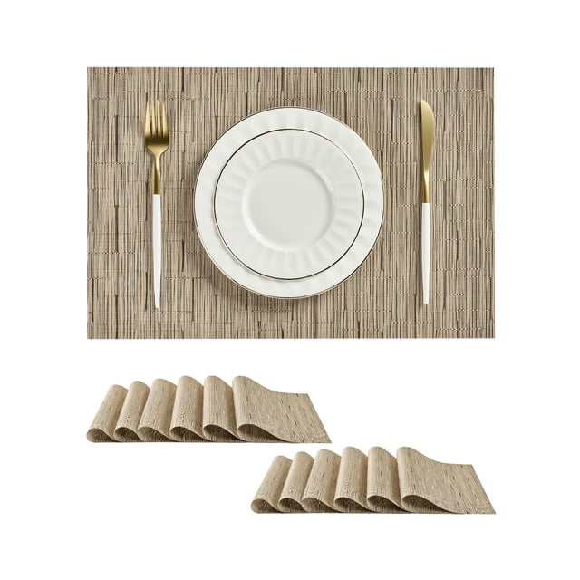 Set de 12 Individuales Leetaltree Marrón Claro Resistentes al Calor