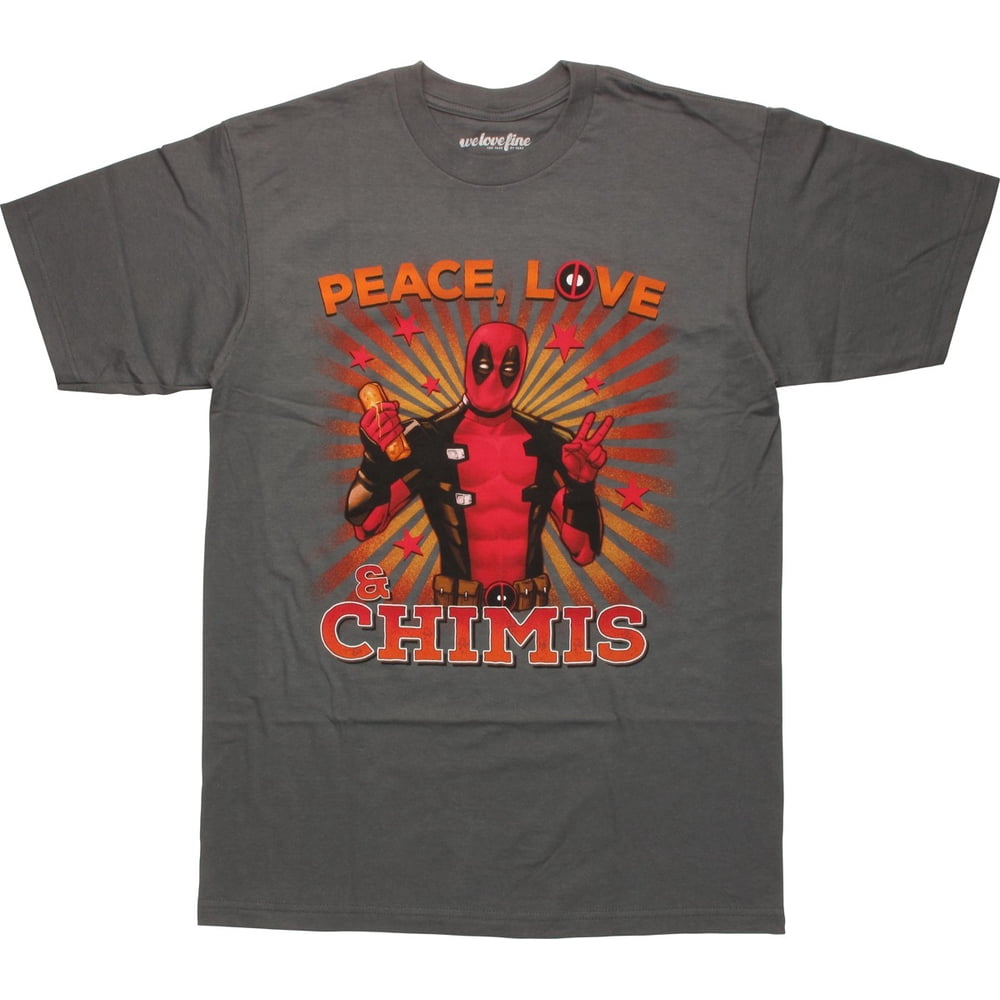 Boys deadpool shirt costume set Deadpool - Deadpool Peace Love and Chimis T-Shirt - Walmart.com