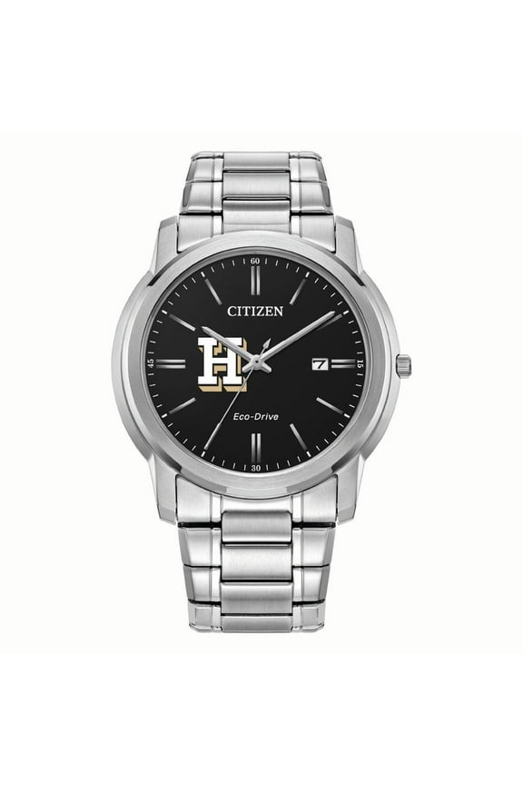 Men's Citizen Watch Silver Hamilton Continentals Eco-Drive Black Dial Stainless Steel Watch