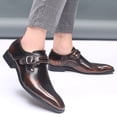 thumbnail image 6 of Men's Formal Oxford Shoes Genuine Leather Monk Strap Business Moccasin Casual Comfortable Slip-On Classic Loafers Yellow 8.5 US, 6 of 7