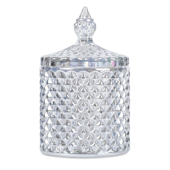 Unique Bargains Embossed Glass Vintage Decorative Jar with Lid Colorful 2.8" x 2.8" x 4.3"
