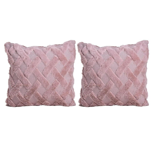 Paquete de 2 fundas de cojín cuadradas, fundas de cojín decorativas, funda de almohada para el hogar Rosado
