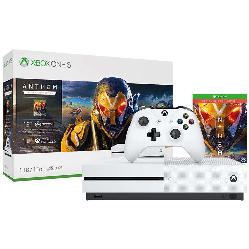 Microsoft Xbox One S 1TB Console w/ Anthem Legion of Dawn Bundle  (234-00938) Deco Gear Vinyl Skin Sticker Cover Decal for Xbox One S  Console and Controllers
