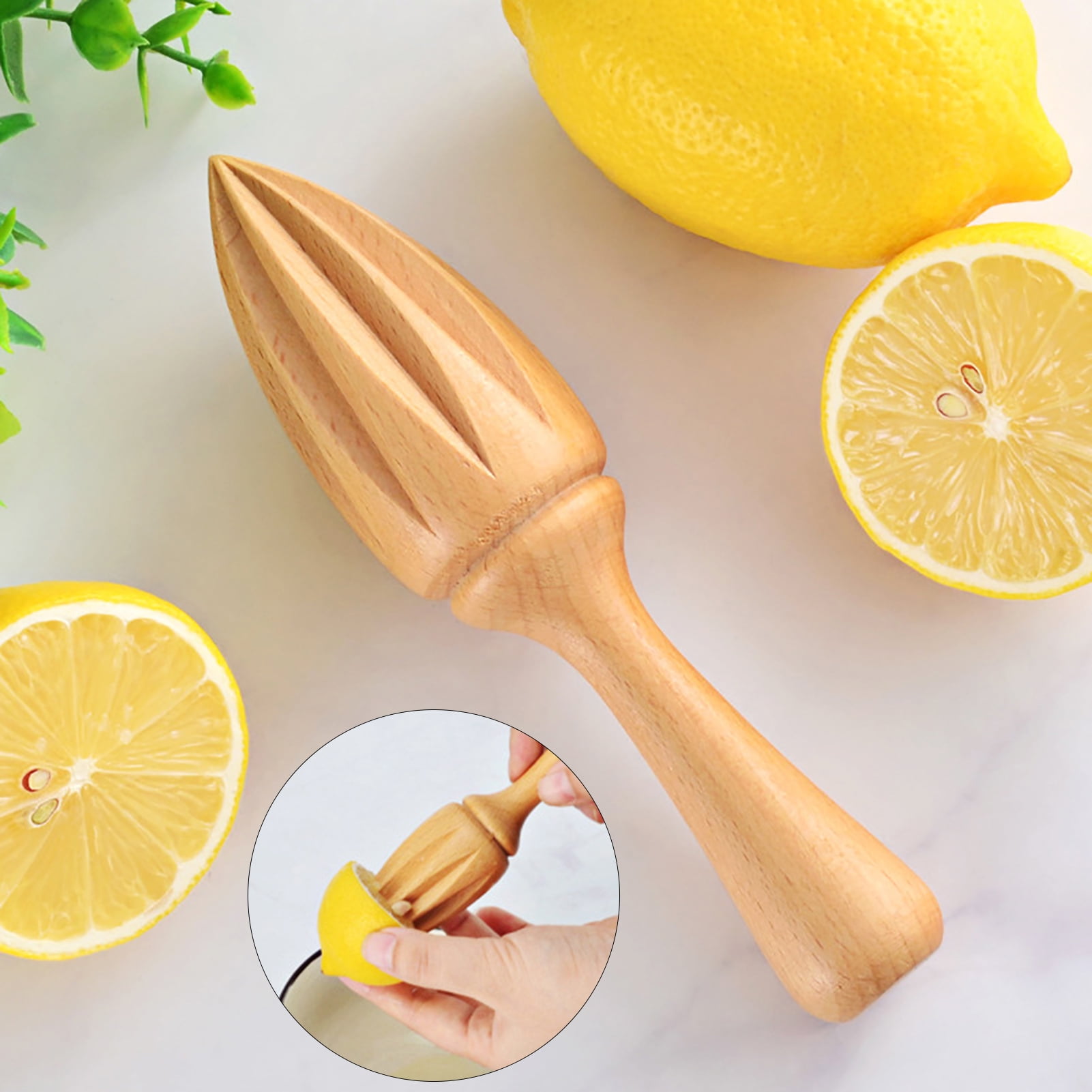 Nuzyz Wooden Lemon Squeezer Fruits Reamer Handmade Juicer Extractor