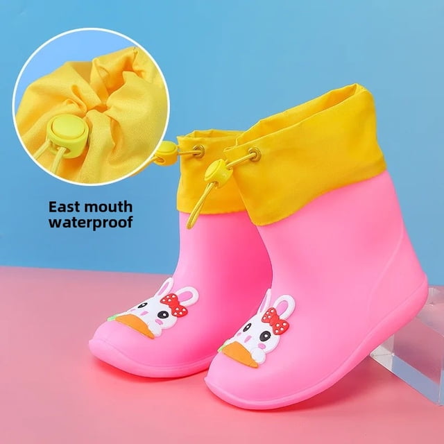 Nuevas Botas de lluvia impermeables de dinosaurio de dibujos animados para bebé, zapatos rellenos de algodón para niños y niñas, calzado para guardería