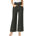 thumbnail image 5 of Allegra K Women's Casual Button Cotton Trim High Waist Wide Leg Long Jeans, 5 of 6