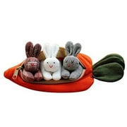 Blotona Unzip the Rabbit Doll Toy 3 Bunnies in Carrot Purse,Easter Carrot Zipper Purse,Hide-and-seek Bunnies in Carrot Pouch (Orange ,19.1 cm)