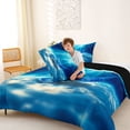 thumbnail image 4 of Feelyou Turquoise Spotted Ocean Queen Comforter Set for Boys Girls, Sunlight Tropical Marine Wildlife Bedding Comforter Set, Blue, Black Reversible, 3-Piece, 4 of 6