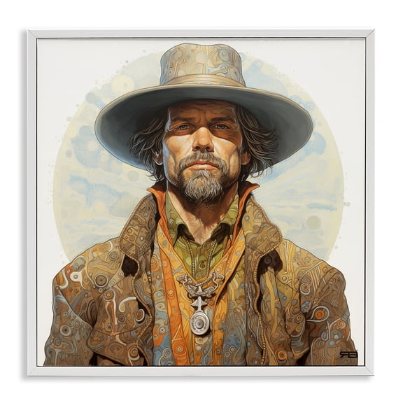Stupell Industries Bohemian Cowboy Southwestern Fashion White Framed Giclee Art, 24 x 24, by RB