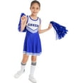 thumbnail image 2 of DPOIS Kids Girls Cheerleading Uniform Costume Cosplay Dance Fancy Dress Blue 11-12, 2 of 6