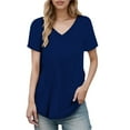 thumbnail image 1 of Hiiyo T-Shirt à Manches Courtes Col en V pour Femmes Été Décontracté Polyvalent, Tailles P-6TG, 1 of 4