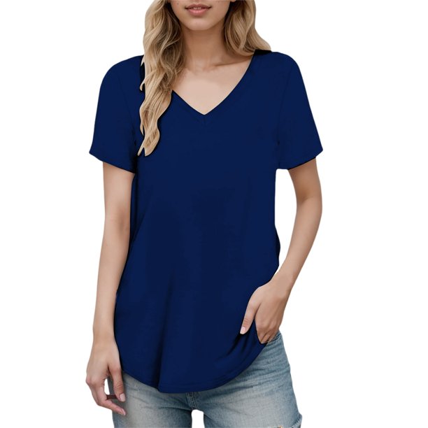 Camisa informal de manga corta para mujer - Top holgado con mezcla de rayón - Tallas S-XXXXXXL - Lavable a máquina