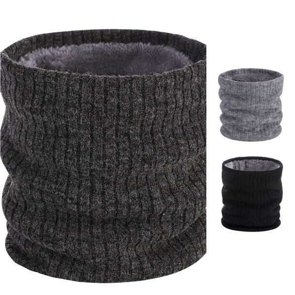 AWZXDE Winter Double Layer Velvet Warm Neck Cover Solid Yarn Knitted Scarf GY1