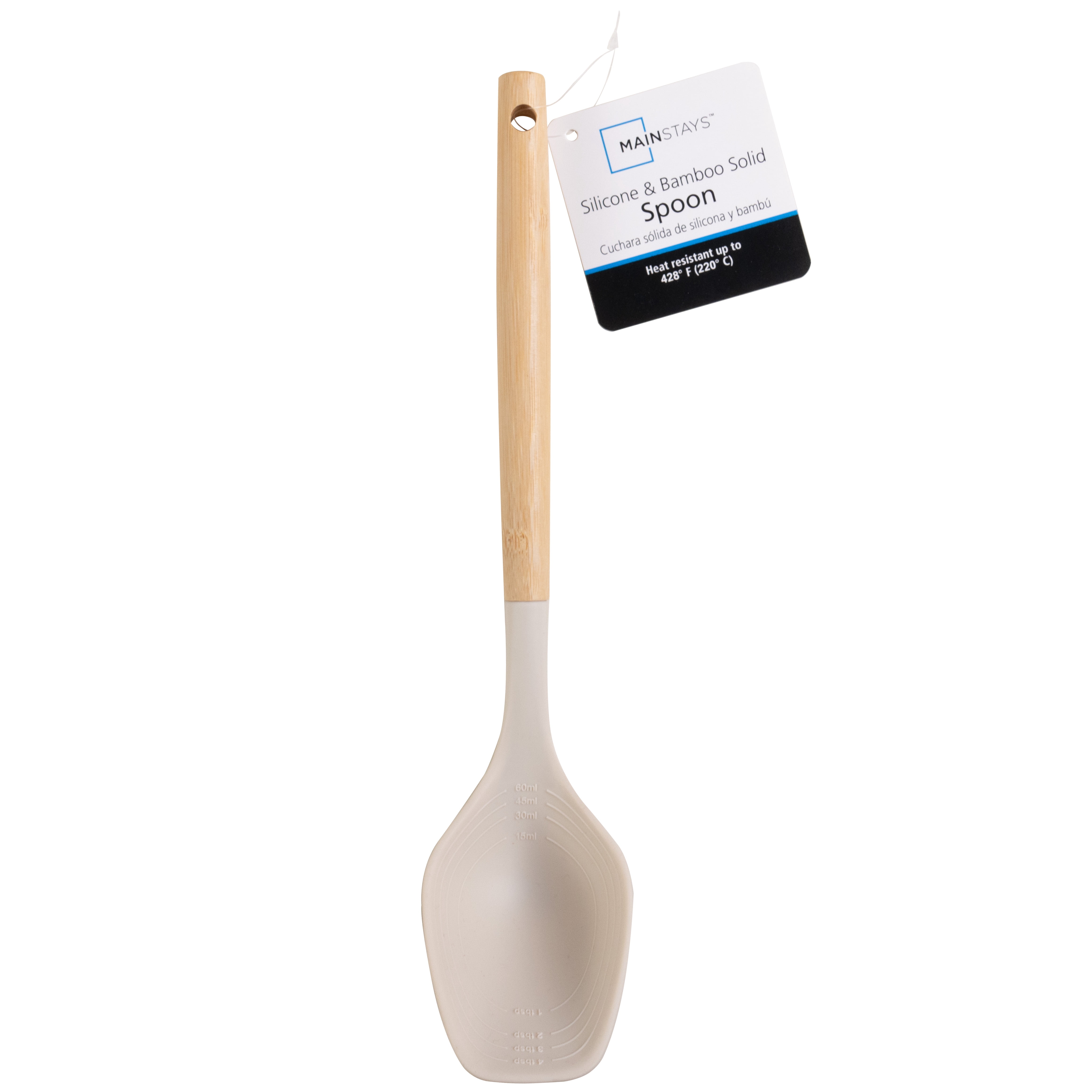 Mainstays Silicone 12.8in L Solid Spoon with Bamboo Handle