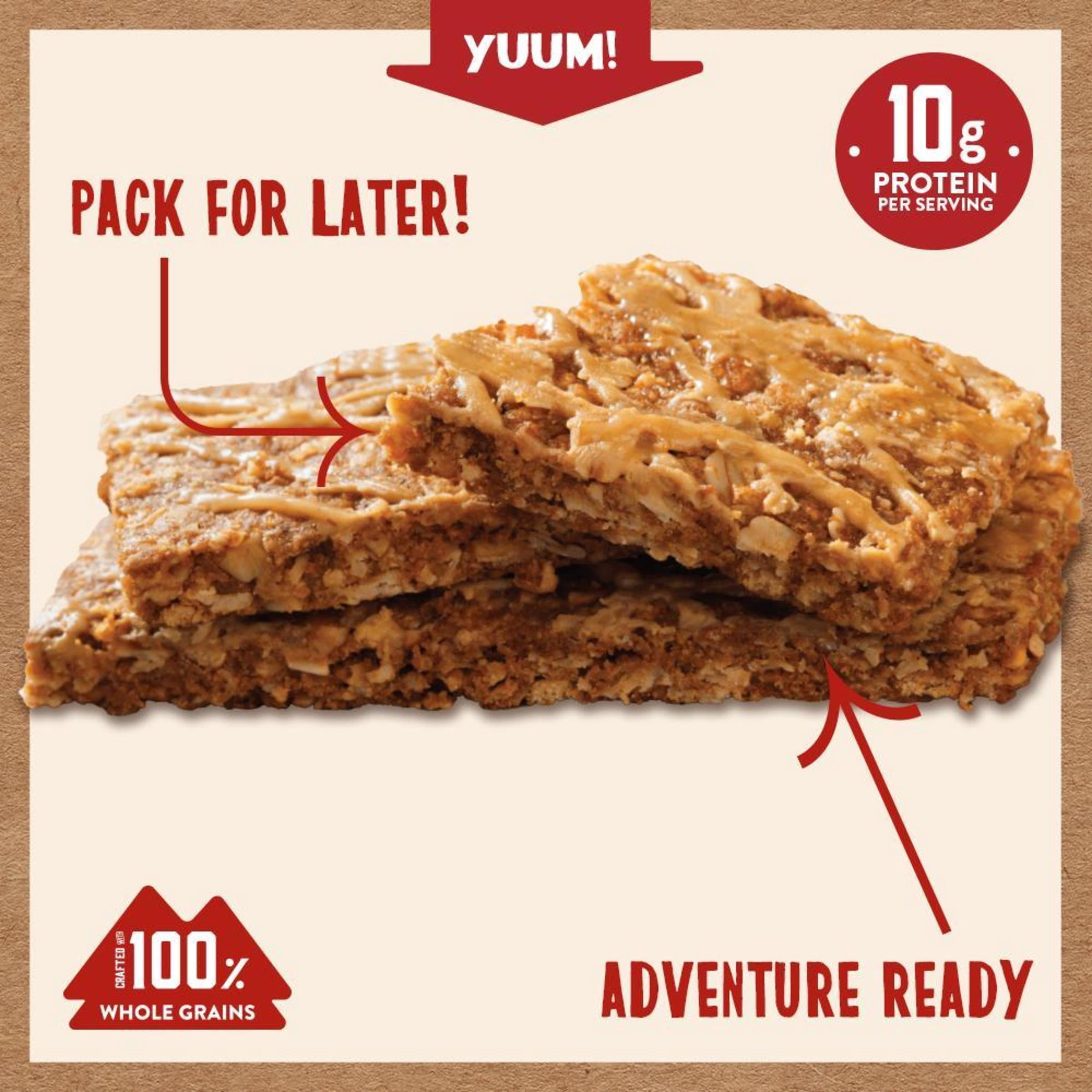 (3 pack) Kodiak Protein-Packed Peanut Butter Crunchy Granola Bars, 1.59 oz, 6 Count Cardboard Box