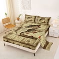 thumbnail image 2 of Feelyou Wood Jumping Bass Fish Full Size Sheets for Men, Retro Vintage Splash Wildlife Bed Sheets, Brown, 4 Pieces, 2 of 5