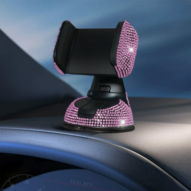 EGNMCR Car Gadgets Gifts, Car Accessories Diamond Inlaid Car Cell Phone Mount Double Function Wind Vent Navigation Mounts Car Suction Cup Rotating Cell Phone Mounts Cell Phone Mounts