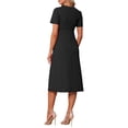 thumbnail image 3 of INSPIRE CHIC Women's Maternity Dress A Line Crewneck Short Sleeve Stretchy Summer Office Work Midi Pregnancy Dresses S Black, 3 of 6