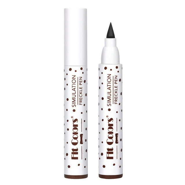 lápiz de maquillaje para pecas de 2,5 ml, natural y realista, con colorante suave y duradero, para un maquillaje natural y sin esfuerzo. Dos lápices blancos con puntos marrón, uno con tapa y otro con punta fina tipo marcador en tono marrón oscuro; formato bolígrafo para dibujar pecas sutiles y realistas en el rostro, adecuado también para retoques rápidos y maquillaje de viaje.