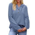 thumbnail image 4 of Fantaslook Hoodies for Women Waffle Knit Sweatshirts Drawstring Long Sleeve Tops Button V Neck Pullover, 4 of 10