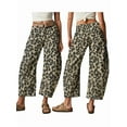 thumbnail image 3 of Jeans for Women Casual Mid Rise Leopard Printed Wide Leg Baggy Cropped Denim Trouser Ankle Pants Black S, 3 of 7