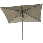 Trademark Innovations 10' x 6.5' Tan Rectangular Solar Powered LED Lighted Patio Umbrella